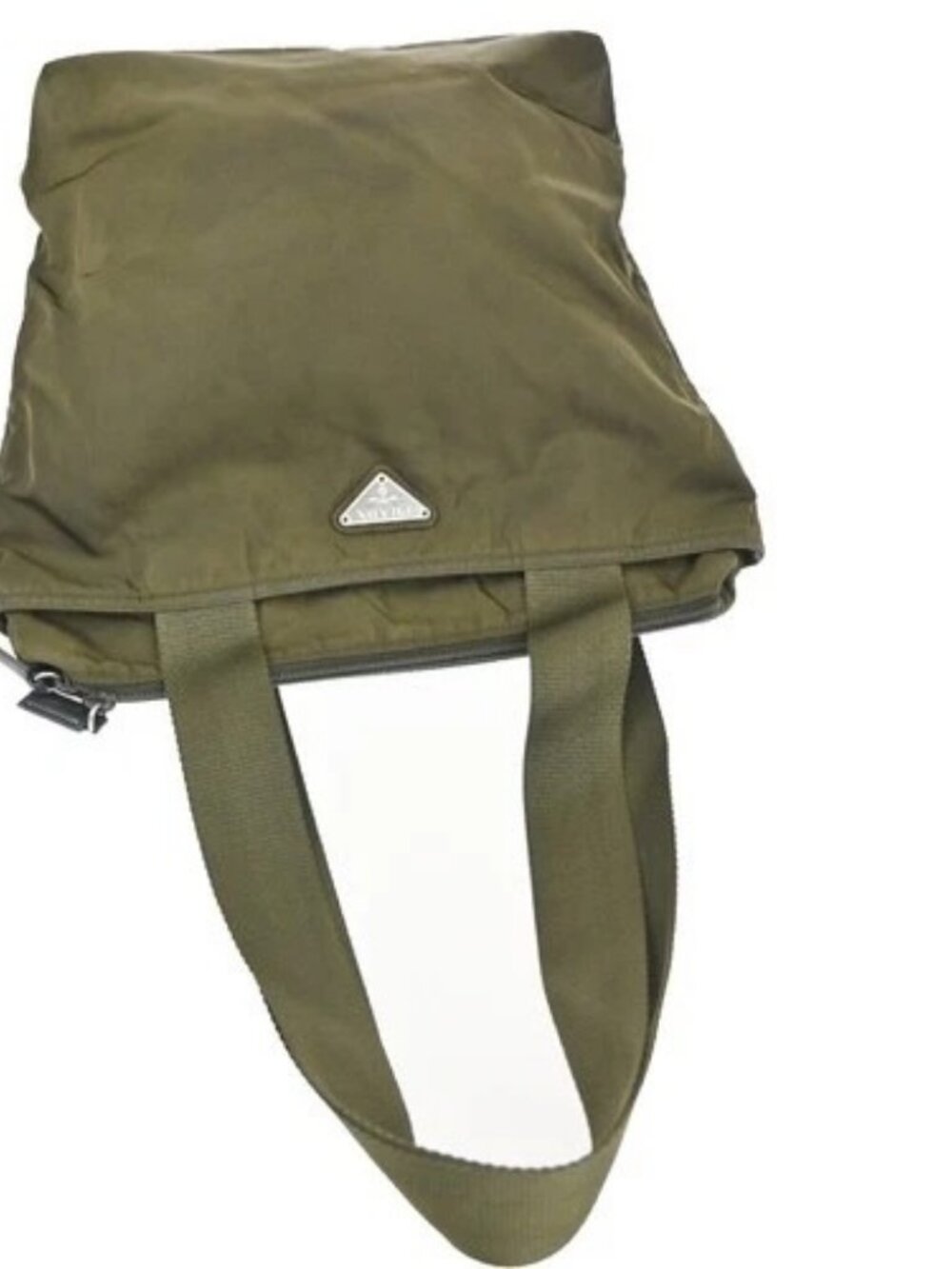 PRADA Logo Shoulder Hand Bag Nylon Leather Khaki Green 62TA556 - Picture 5 of 15